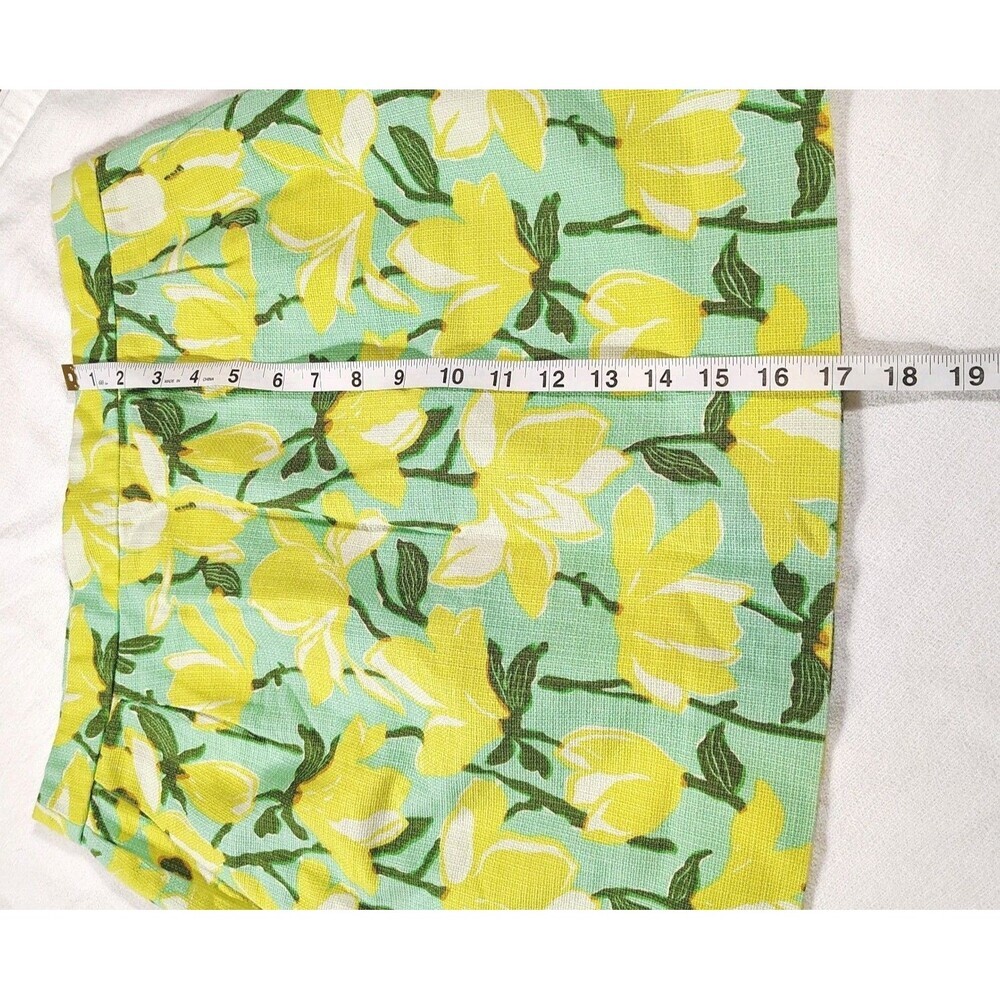 JCrew Floral Skirt Womens 8 Yellow Green Daffodil Magnolia Print Textured Pocket - Picture 5 of 9